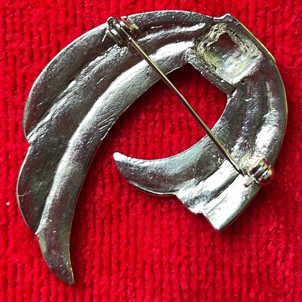 Vintage Rhinestone Silver-tone Brooch Pin - Picture 4 of 5